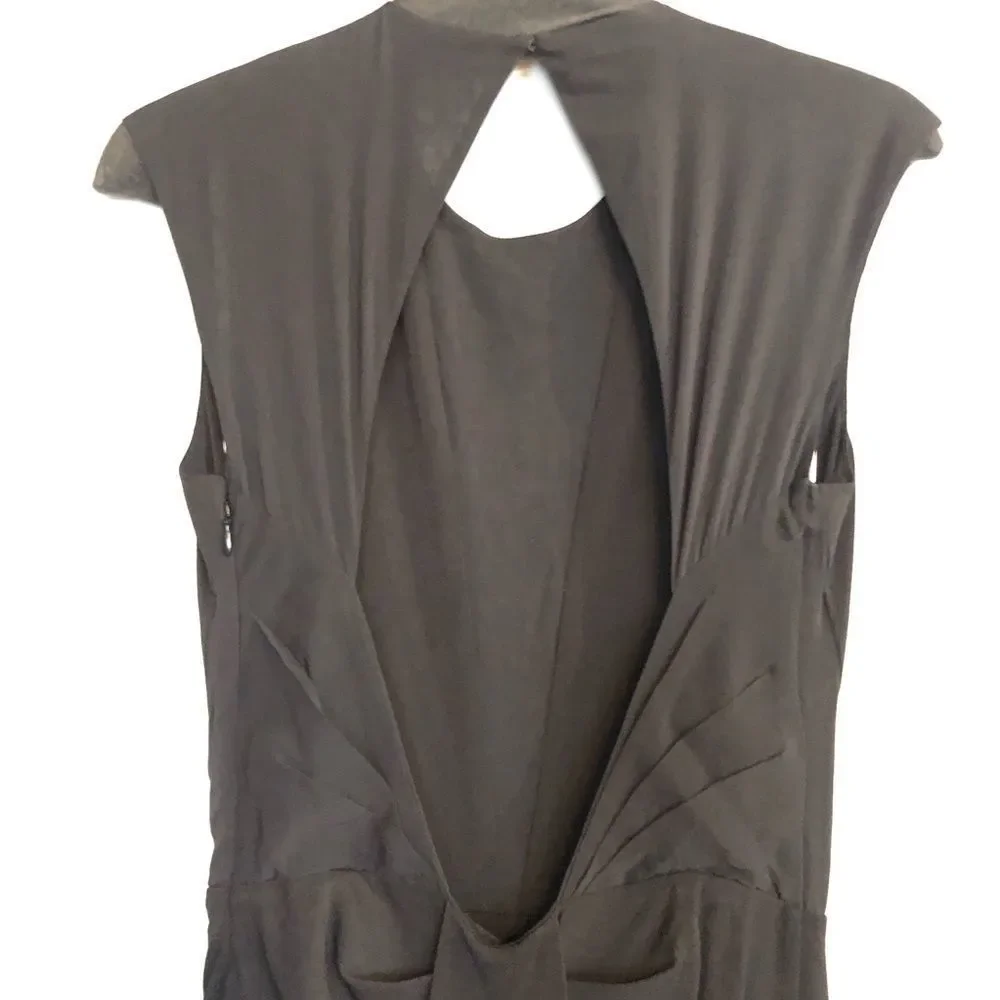 Rachel Zoe Amara Open Back High Slit Gown Dress Black 2 - Picture 7 of 10